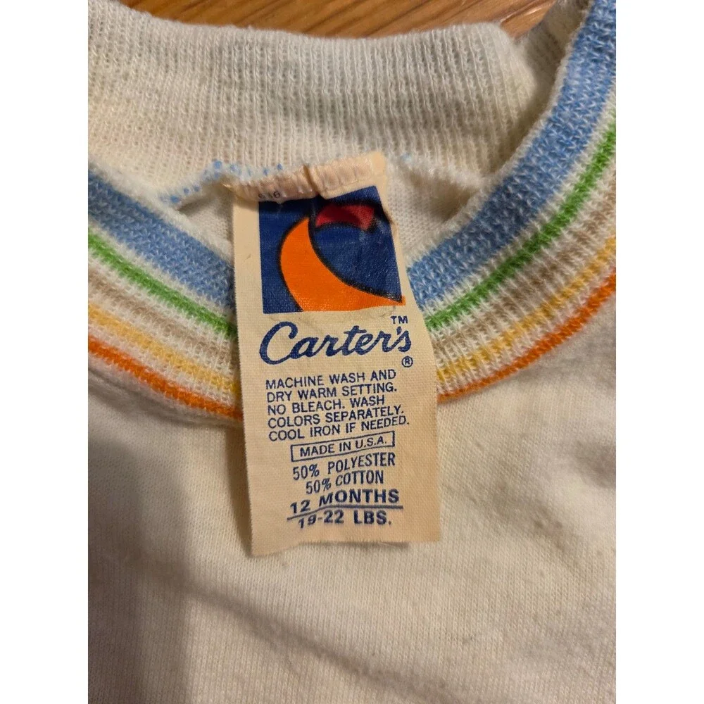 Vintage carter's rainbow striped ringer tshirt size 12 months